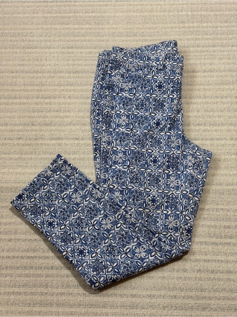 Rafaella Blue & White Geometric Print Men’s Chinos